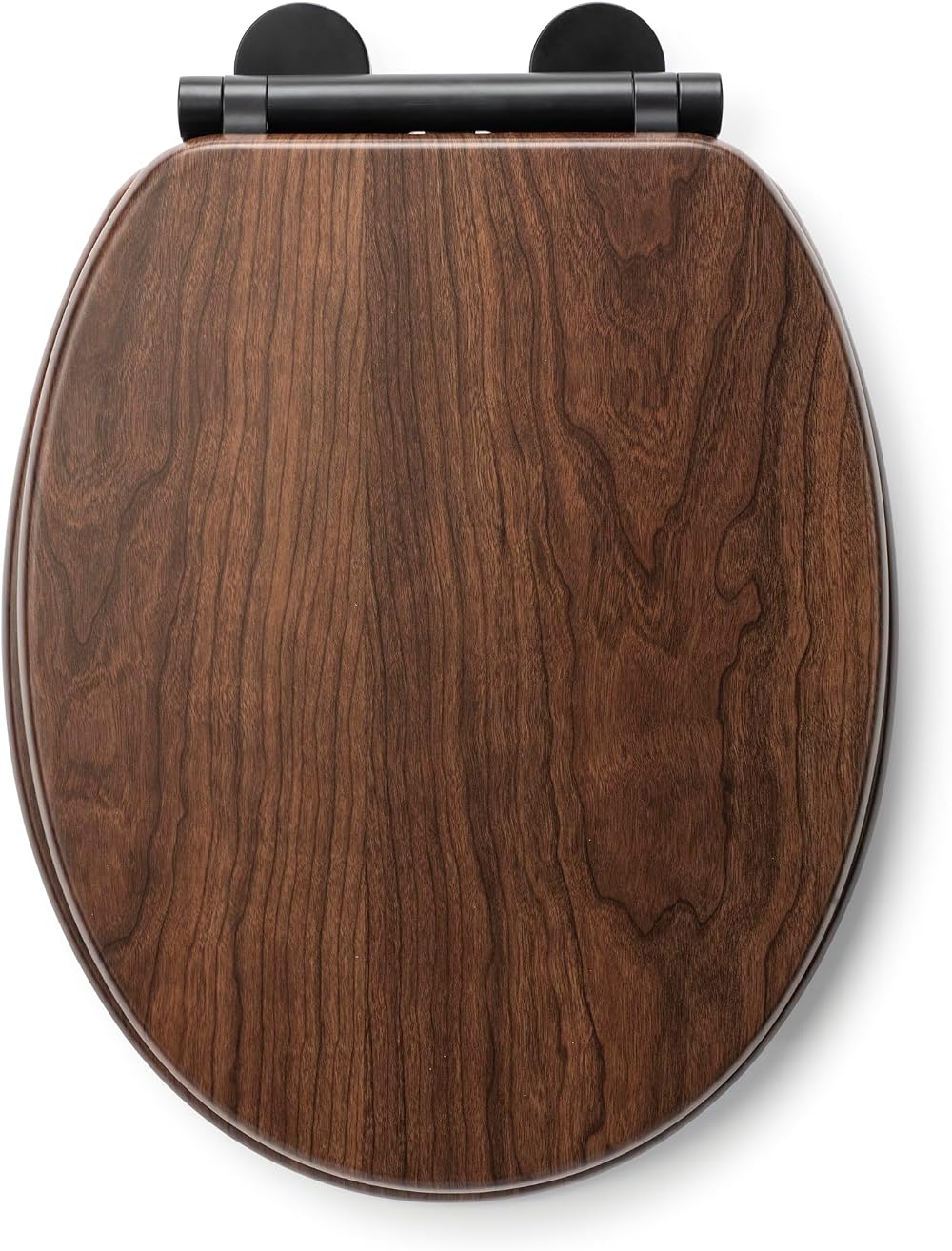 Croydex Soft Close Wooden Toilet Seat Walnut with Black Hinges