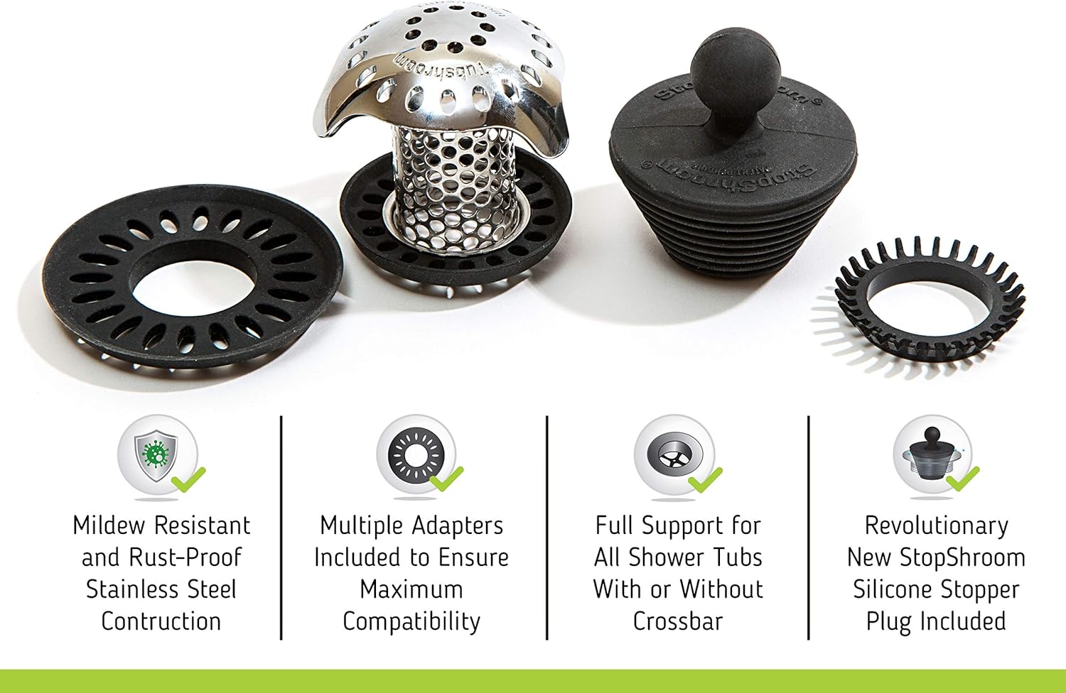 TubShroom Ultra Revolutionary Bath Tub Drain Protector Hair Catcher/Strainer/Snare, Stainless Steel: Home & Kitchen