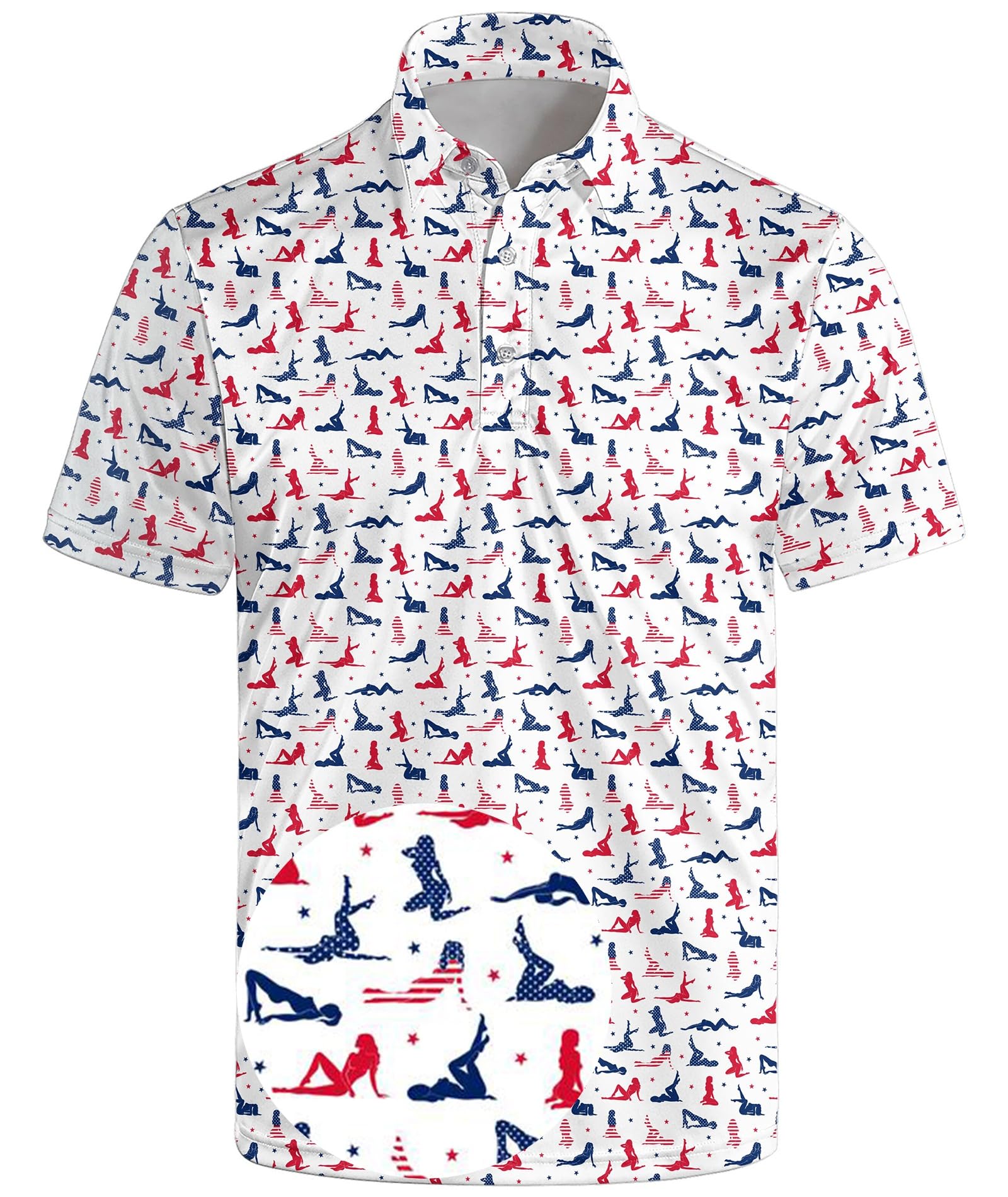 Mens Golf Shirt Funny Golf Shirts for Men Funny Golf Polos Inappropriate Shirts Funny Women USA White 3XL Image