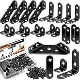 TEOYNGU 88PCS L Brackets Corner Brace Kit,4 Sizes Stainless Steel Brackets | 90 Degree Right Angle Brackets,2.44",1.55",0.97",Heavy Duty L Brackets for Wood, Corner Brackets for Cabinet,Drawer,Chair