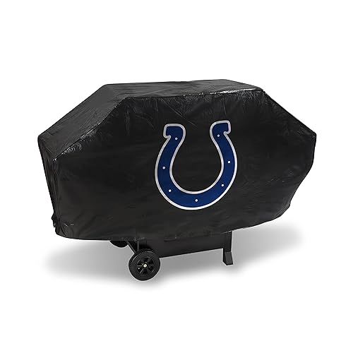Rico Industries NFL Indianapolis Colts Black Deluxe Grill Cover Deluxe Vinyl Grill Cover - 68" Wide/Heavy Duty/Velcro Staps