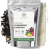 Elanen Naturals Organic Elderberry Syrup Kit, Makes up to 24 oz, Includes Natural Cotton Brew Bag, USDA Certified Organic Dried Elderberries and Immune Support Herbs, Bulk Kit, 4 oz. (113g)