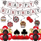 MEIWUTIE 23 Pcs Casino Theme Party Decorations, Honeycomb Decorations Casino Theme Birthday Banner for Poker Themed Party and Las Vegas Themed Party Decorations