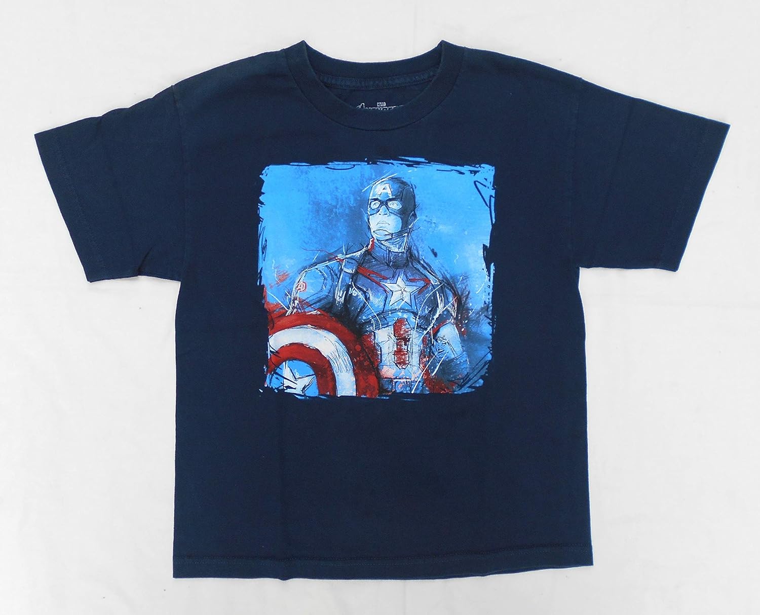 Amazon キャプテン アメリカ Captain America Avengers Age Of Ultron アベンジャーズ エイジ オブ ウルトロン 古着ｔシャツ 子供lサイズ 紺 マーベル 通販