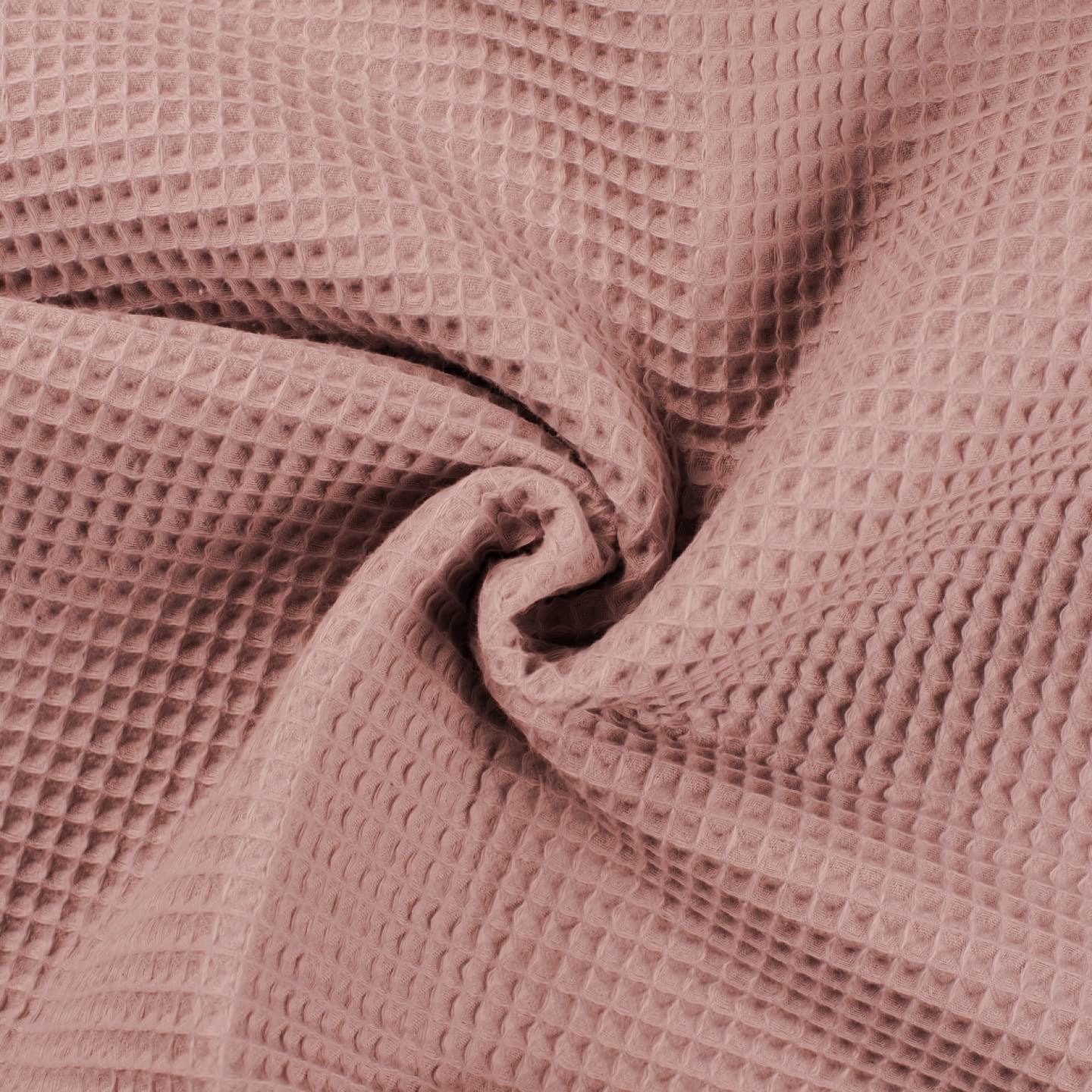 100% Cotton Waffle Honeycomb Pique Fabric Material New Dusty Pink, 1Mtr 140cm x 100cm