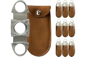 10 Pack Cigar Cutter Guillotine with Leather Pouch Case Perfect Clippers Protector Cigar Accessories for Men