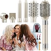 6-in-1 Ionic Hair Dryer Brush, Hot Air Styler 110,000 RPM High-Speed Frizz-Free Auto Wrap Curlers, Blow Dryer Multi Air Styler Wrap for Fast Drying Straightening Volumizing Curling Styling