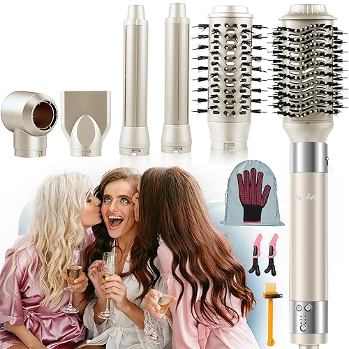 6-in-1 Ionic Hair Dryer Brush, Hot Air Styler 110,000 RPM High-Speed Frizz-Free Auto Wrap Curlers, Blow Dryer Multi Air Styler Wrap for Fast Drying Straightening Volumizing Curling Styling