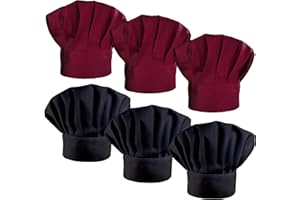 LilMents 6 Pack Chef Hat Set Elastic Baker Kitchen Catering Cooking Chefs Hats