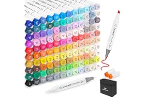 Caliart Alcohol Brush Markers, 121 Colors Dual Tip Artist Brush & Chisel Tip Sketch Art Markers, Aesthetic Cute Preppy Stuff School Supplies, Pens for Lettering Cards Drawing Mothers Day Gift for Mom