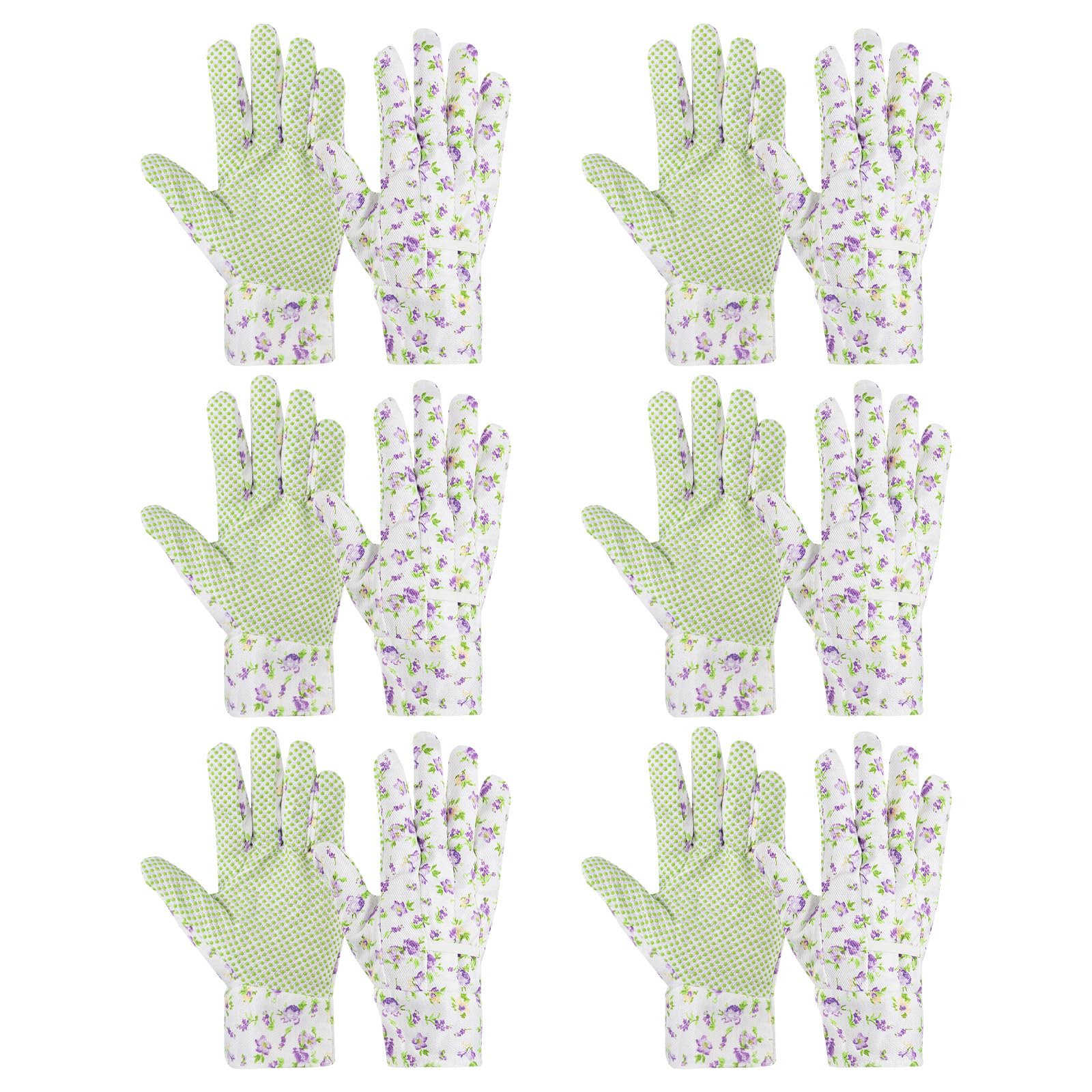 PATIKIL Floral Gardening Gloves for Women, 6 Pair Non-Slip Grip Garden Glove Women Working Yard Gloves for Yard Cleaning, Gardening, Weeding, Planting, Purple