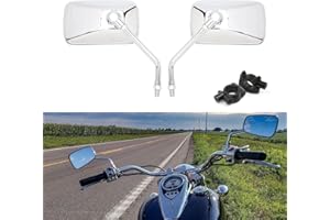 DREAMIZER Chrome 10MM Motorcycle Mirror with 8mm Adapter Compatible with Honda Rebel Shadow Spirit Aero Arrow 600 750 1100 VTX1800 Magna V Star Vulcan Intruder 800 - Rectangle