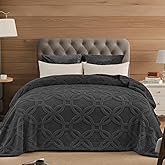 PHF Soft Sherpa Fleece Blanket Queen Size for Bed, 510GSM Fleece Lightweight Yet Warm Blanket, No Shed No Pilling, 90" x 90", Tufted Jacquard Cozy Thick Bed Throw for Home Decor Christmas, Dark Grey