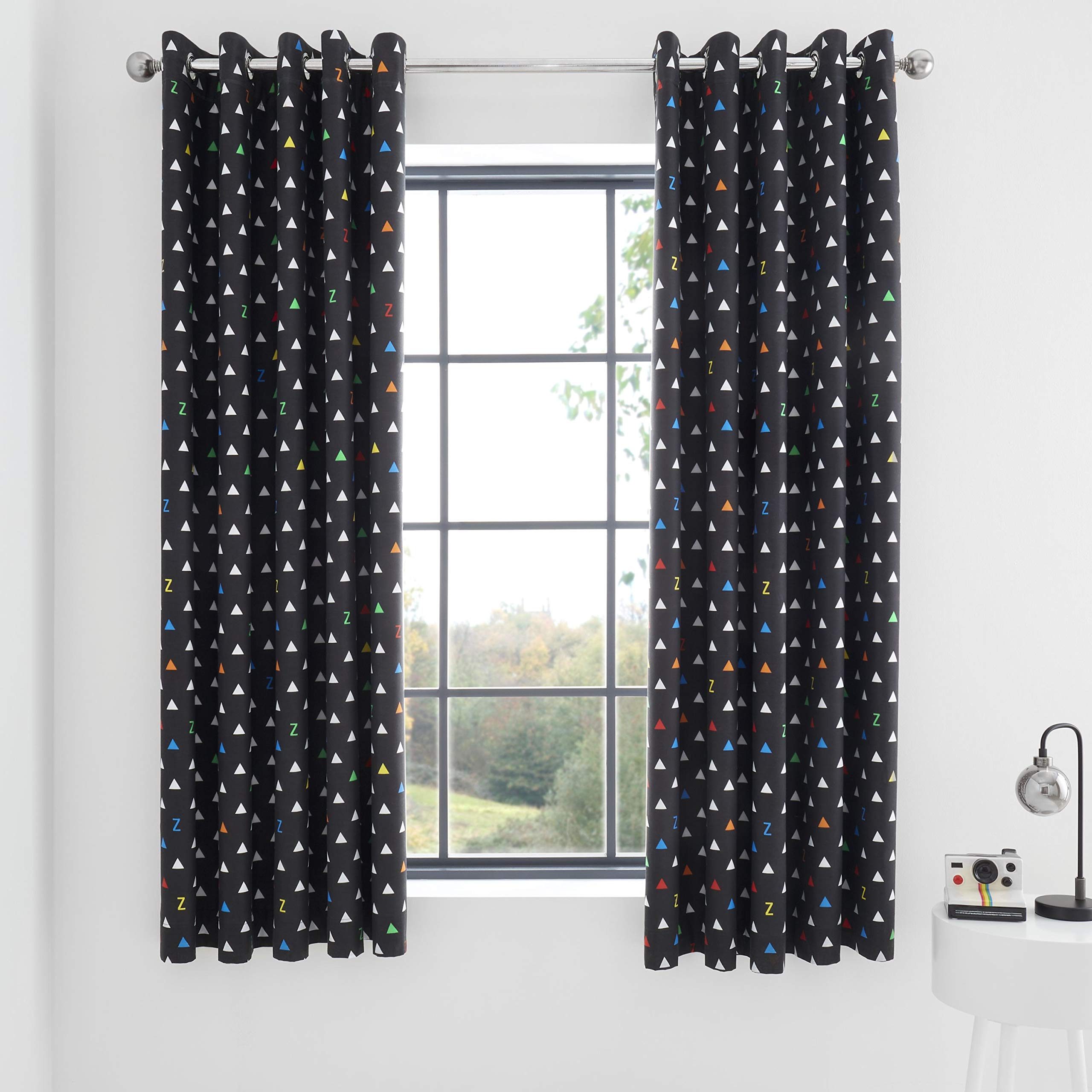 Catherine Lansfield Kids Sleep Black Out 66x72 Inch Eyelet Curtain Pair Multi