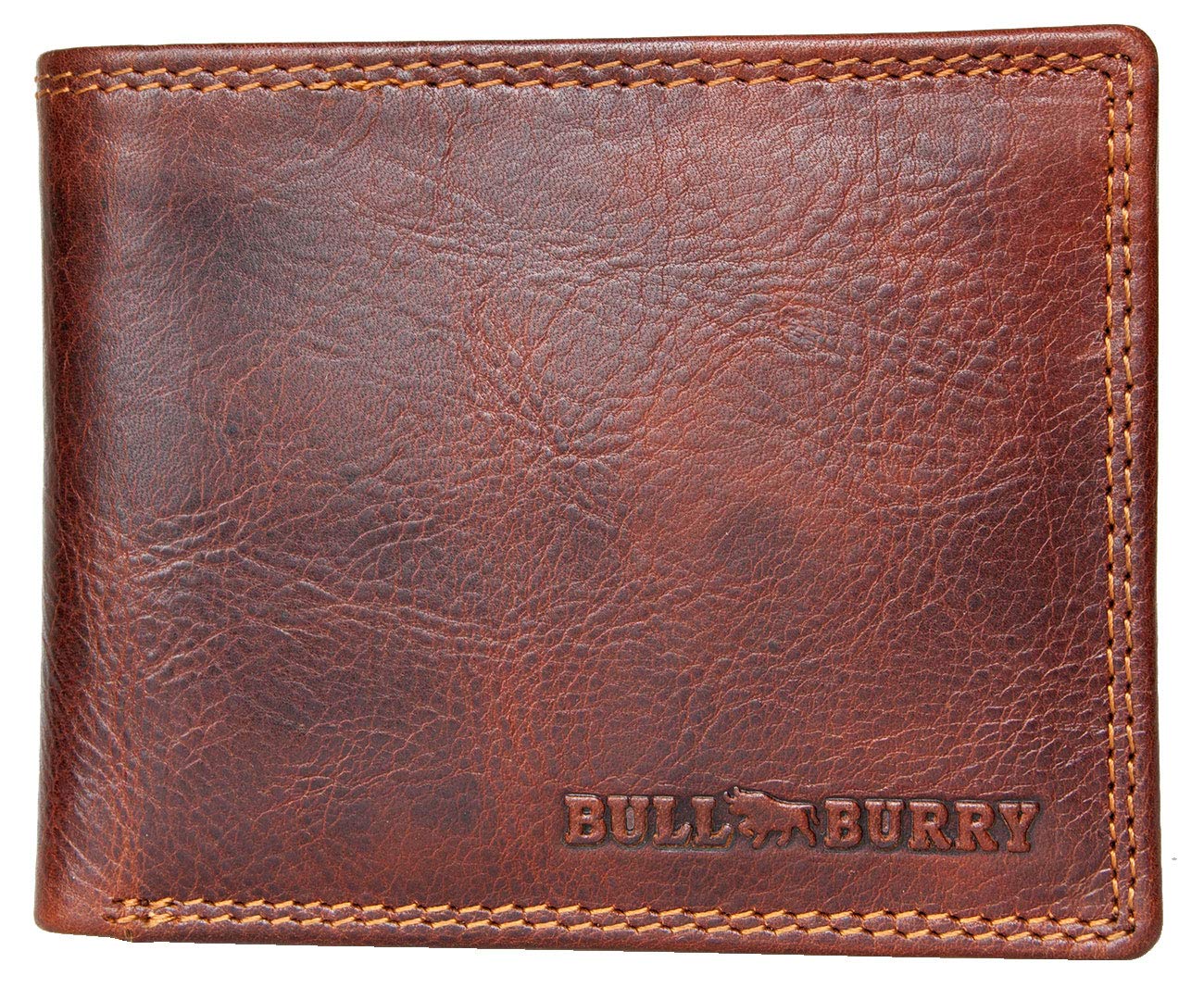 Bull Burry Brown Glazed Smart Designed Bi-fold Wallet Made Whole from Cowhide with RFID (Data Protection)
