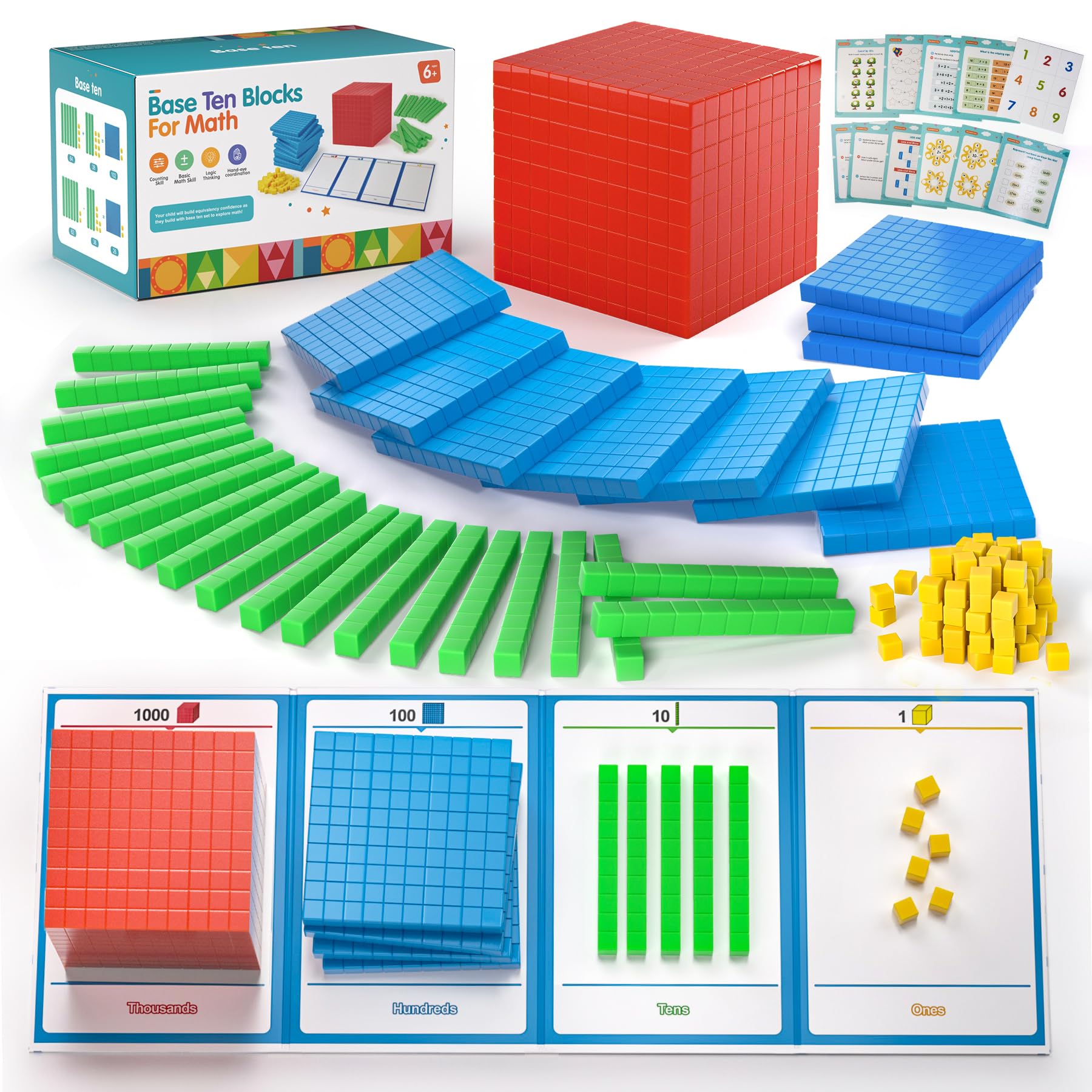 Photo 1 of stochastic box Plastic Base Ten Blocks 143 pcs Place Value Blocks Kindergarten Counting Cubes for Kids Math, Math Manipulatives for Early Counting Math Toy for 1st Grade