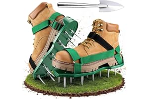 Lawn Aerator Shoes, Ohuhu Free-Installation Lawn Aerator Shoes for Grass Heavy Duty Grass Aeration Sandals with Stainless Ste