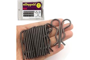 Alloygold 15Pcs Heavy Duty Hitch Pins Clip R Clips Cotter Pins, Black Zinc Plated Spring Retaining Wire Hair Pins， Large for Trailer Tractors Mower Carts Truck Pin Clip，Strong Spring Tension M3x60mm