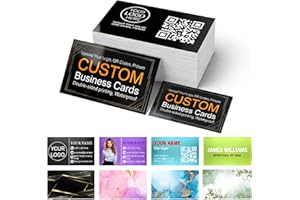 Custom Business Cards Personalized with Logo QR Code Waterproof 300gsm Matte Finish 2"x3.5" Business Cards Customizable Doubl