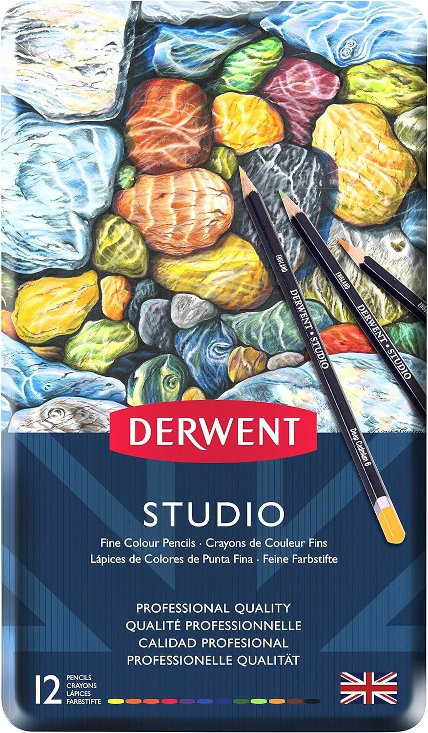 Derwent Studio Colouring Pencils, Drawing & Colouring, Set Of 12, Ideal For Illustrating & Detailing, Professional Quality, 32196