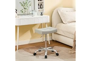 FIRAVOE Saddle Stool with Wheels, Swivel Rolling StoolS for Vanity, Adjustable Height Tattoo Stool 17"-21" (Gray)
