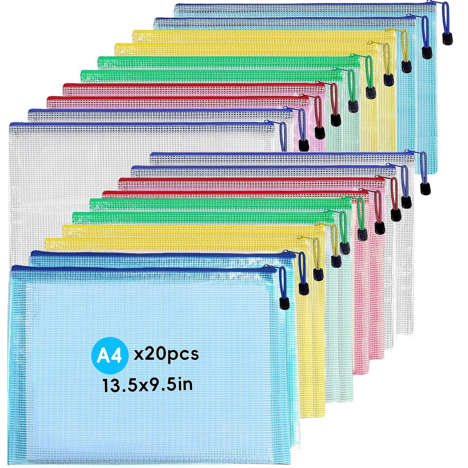 Plastic Wallet,Zip Wallets A4,20 Pcs A4 Zip Wallet Document Wallets,Zip Folder,Zipper Bags for School Office Supplies, Travel,Home.