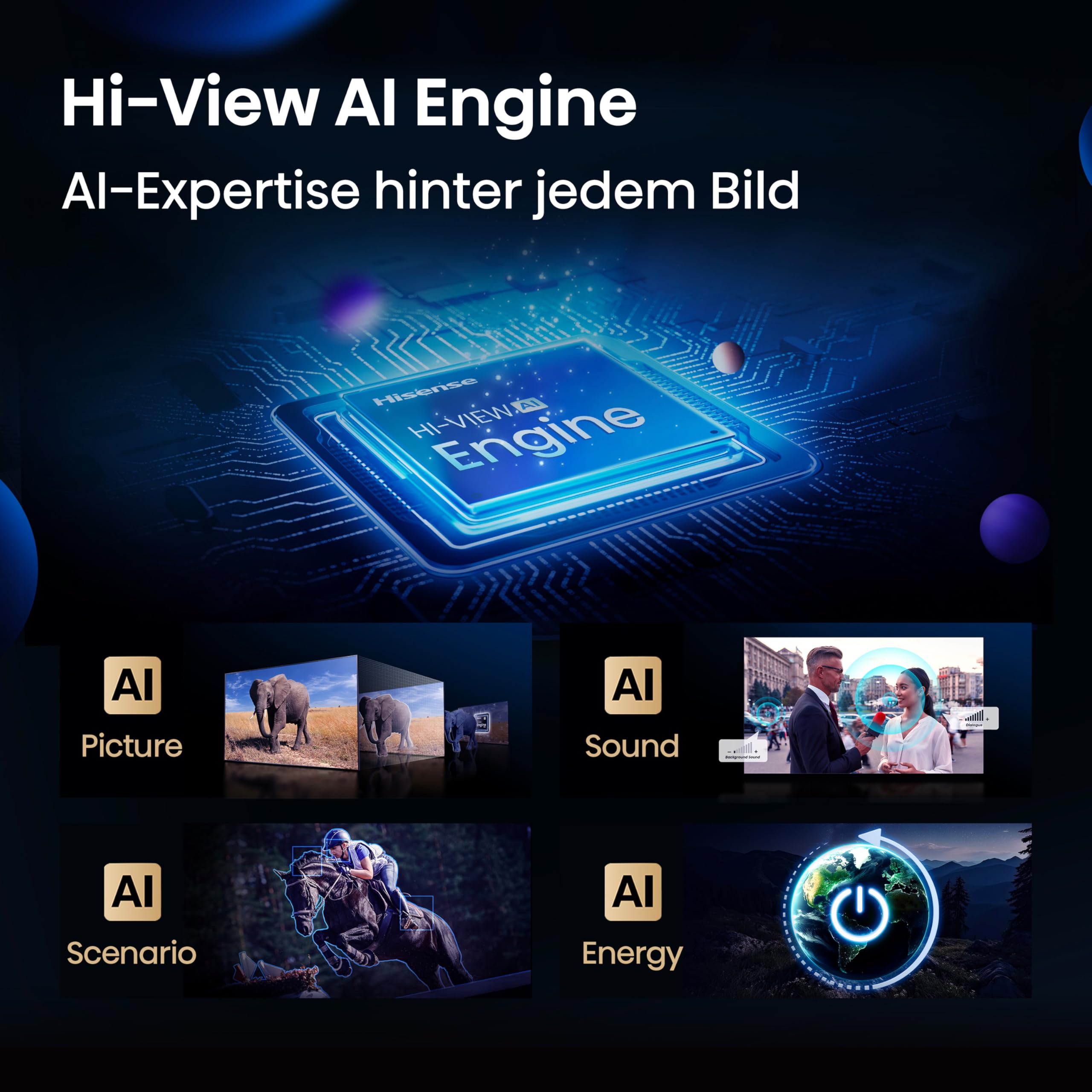 Hisense 55E89Q Fernseher, 55 Zoll (139cm), 4K ULED Mini LED, Smart TV, 144Hz Game Mode PRO, Hi-View AI Engine, AI Smoothmotion, Built-in Subwoofer, Dolby Vision.Atmos, Filmmaker Mode, Hi-Concerto 5