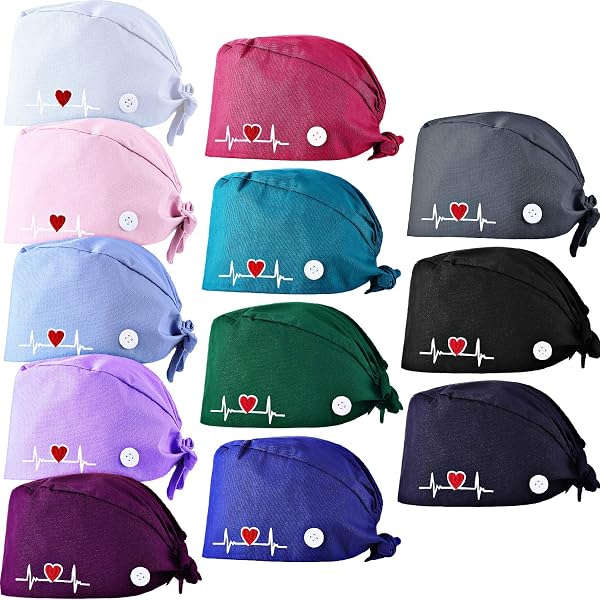 Amazon.com: Unisex Scrub Cap with Sweatband Adjustable Tie  display picture 3
