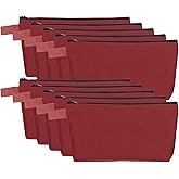 uxcell Canvas Makeup Bags, 10 Pcs Travel Cosmetic Bags Bulk, Multipurpose Plain Toiletry Zipper Pouches Blank DIY Craft Bags Pencil Bag for Women Teens, Dark Red