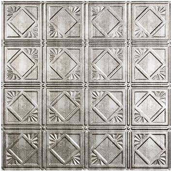 Fasade Easy Installation Traditional 4 Crosshatch Silver Lay In
