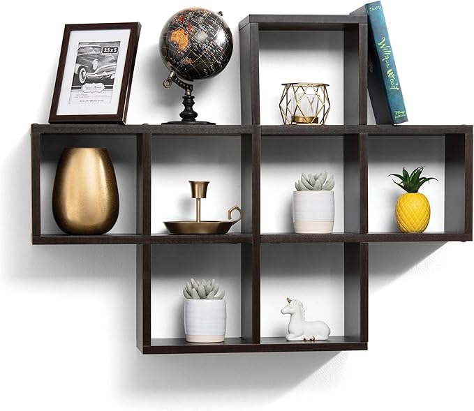 Amazon.com: Estantes flotantes con 7 estantes cuadrados de pared cubo