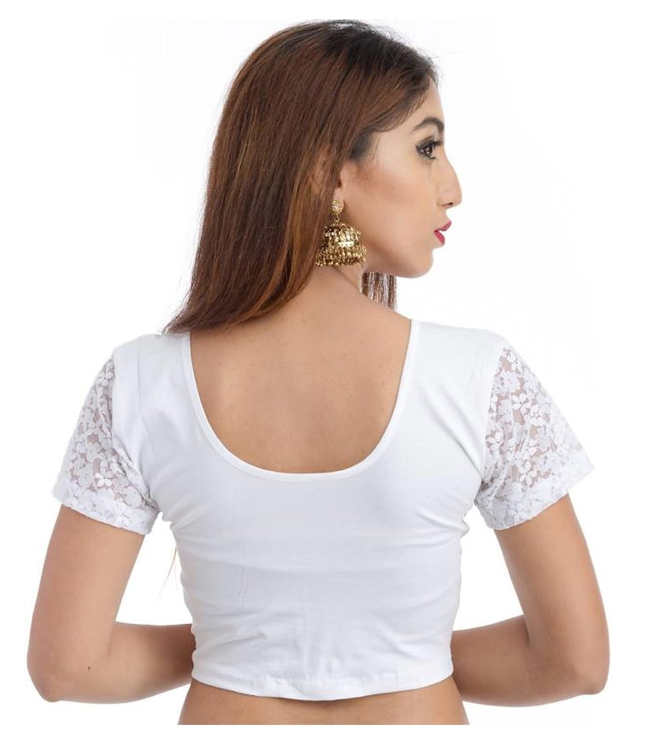 fressia fabrics women's stretchable readymade saree blouse crop top choli pack of 3