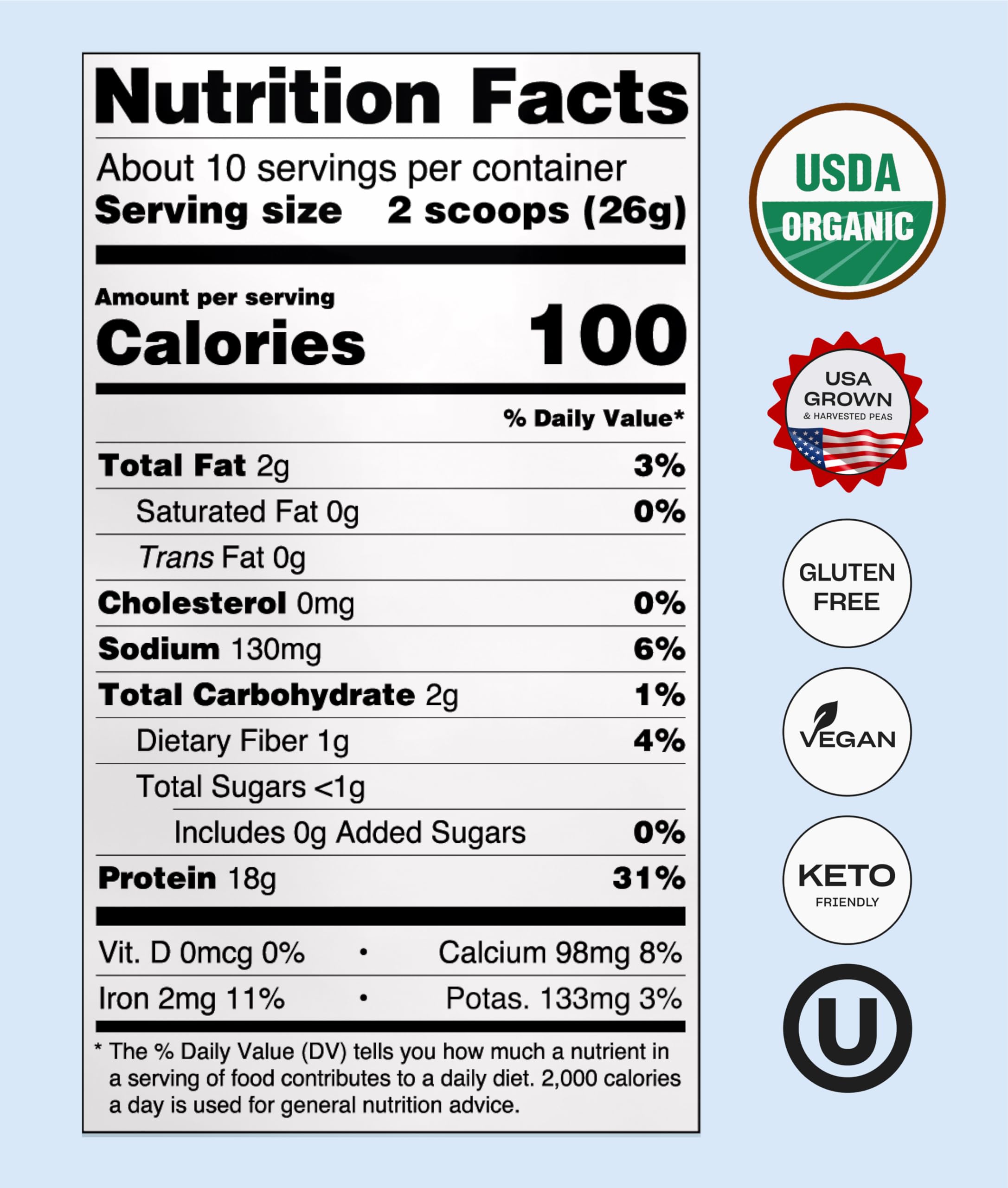 NUFYX® • Heavenly Protein® Powder • World’s Finest 100% Organic American Grown Peas • Vegan • Gluten Free • Low Carb (Creamy Vanilla, 20 Scoops)