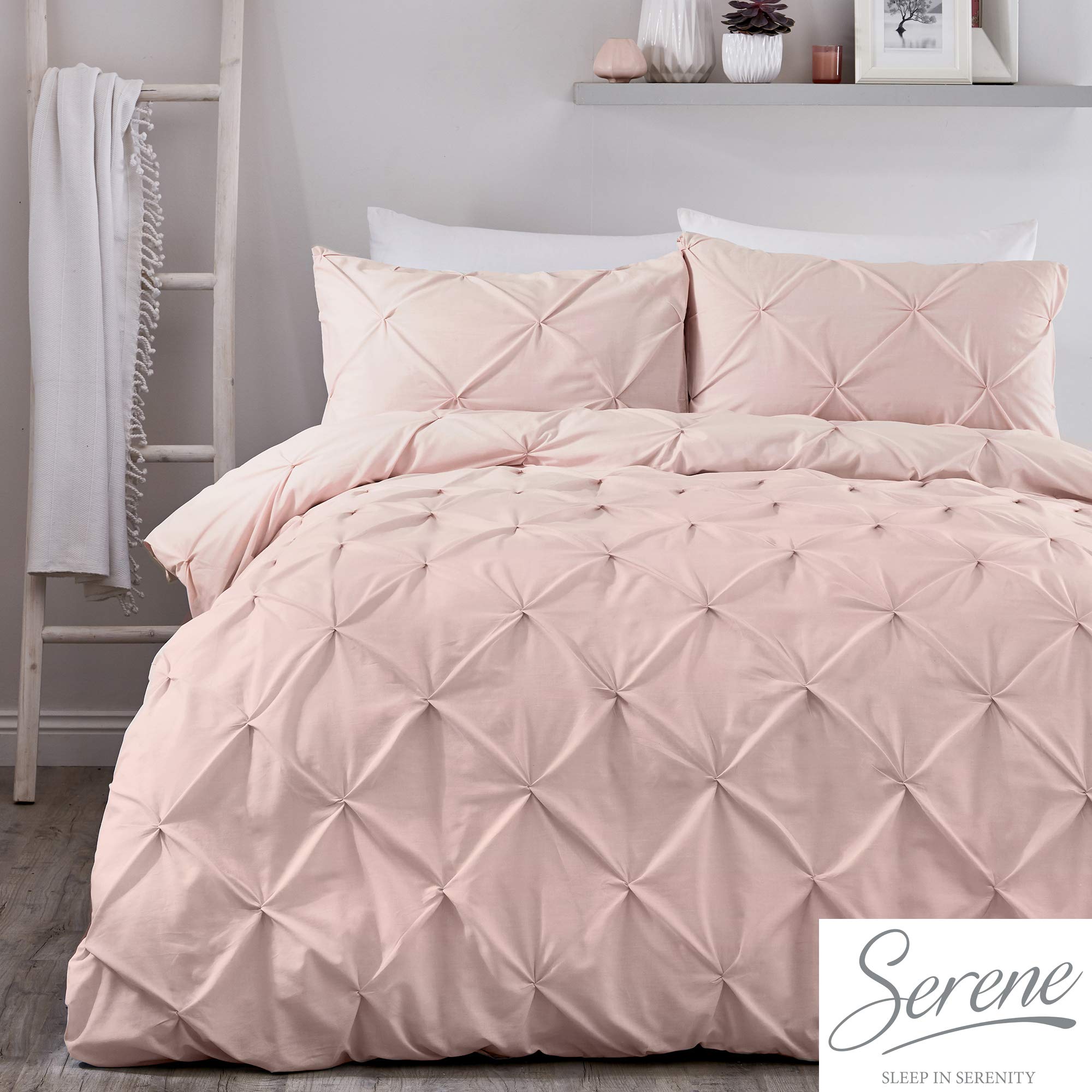 Serene Lara Ruched Easy Care Duvet Cover Set, Blush, Single