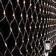 LYHOPE 12ft x 5ft 360 LED Christmas Net Lights, 8 Modes Low Voltage Mesh Christmas Decorative Lights for Xmas Trees, Bushes, Wedding, Garden, Outdoor, Indoor Decor (Warm White)