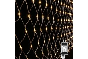 LYHOPE 12ft x 5ft 360 LED Christmas Net Lights, 8 Modes Low Voltage Mesh Fairy Christmas Lights for Xmas Trees, Bushes, Weddi