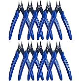 Small Wire Cutters 10 Pack- KAIHAOWIN 170 Wire Flush Cutters Wire Clippers Nippers Clean Cut Pliers Side Cutter Diagonal Cutting Pliers for Electronic Floral Heating Wire Model Sprue Soft Copper, Blue