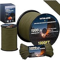 VITALUXE 1000lb Paracord Rope, 4mm 12 Triple Strands Paracord, Heavy Duty Tactical Parachute Cord for Survival Gear, Camping,