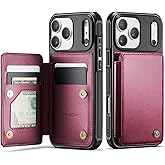 Vinich for iPhone 17 Pro Max Wallet Case with Card Holder, RFID Blocking Credit Slots Kickstand Shockproof Phone Cover Fit for iPhone 17 Pro Max 6.9" Wine Red