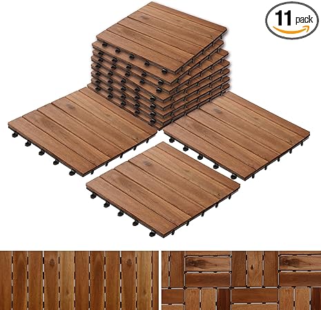 Amazon Com Acacia Wood Tile Flooring Patio Pavers Composite