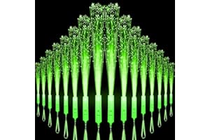 U-MOJOK 18 PCS Green LED Fiber Optic Wands Glow Sticks, Light Up Wands, Fiber Optic Lights Rod, Flashing Wands with 3 Light Modes for Wedding,Halloween,Christmas, Neon Party Favors Supplies