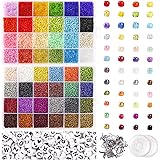 UOONY 35000pcs Glass Seed Beads and 250pcs Alphabet Letter Beads, 2mm Bracelet Beads for Jewelry Making Kit, Beads Craft Set
