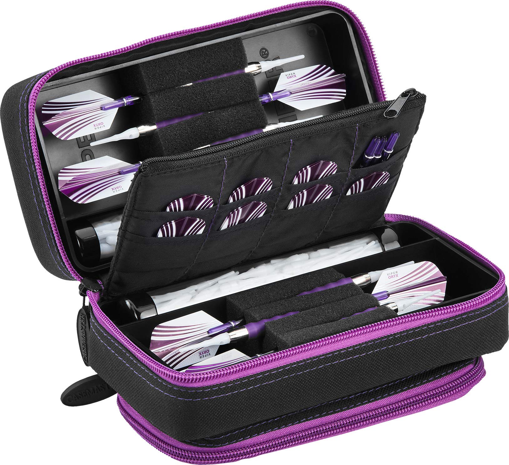 Casemaster by GLD Products Plazma Pro Dart Case Black with Amethyst Zipper and Phone Pocket Image