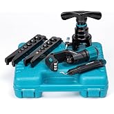 LIBRATON Flaring Tool, HVAC Flaring Tool Kit, Copper Flaring Tool | 45&deg; Eccentric Single Flare Tool for 1/4''-3/4'' and 6-19mm with Pipe Cutter, Deburring Tool for Copper Aluminum Pipe