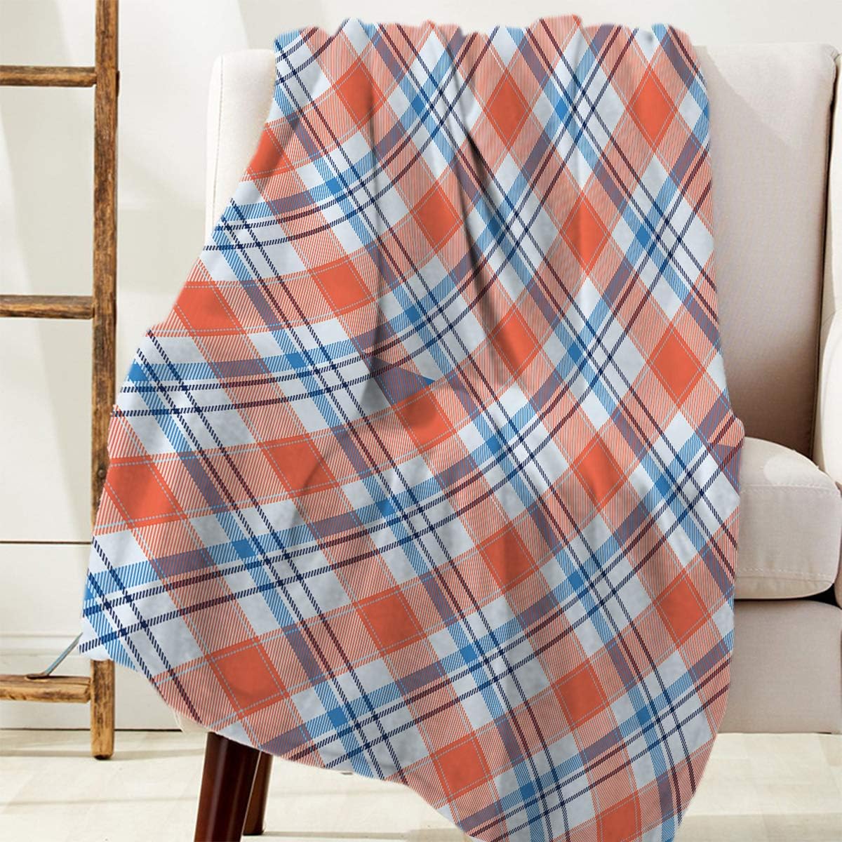 Plaid Flannel Throw Blanket 60" x 80" Lightweight Couch Bed Blanket All