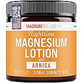 Magnum Solace Nighttime Magnesium Lotion with Arnica – Soothing Relief & Relaxation, Highly Concentrated Magnesium for Muscles & Joints – Apply to Legs or Feet Before Bed – Skin-Friendly