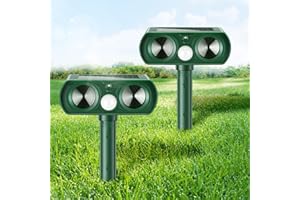 CKUKARM 2 Pack Solar Ultrasonic Animal Repellent Outdoor Cat Squirrel Rabbit Raccoon Repellent Animal Deterrent Motion Detection, Deer Repellent Devices Waterproof for Yard Farm Garden