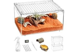 Clioran PC Small Reptile Terrarium Starter Kit,Magnetic Jumping Spider Enclosure,Hermit Crab Tank,Arboreal Tarantula Cage for Praying Mantis,Frog Vivarium,Lizard Container,Insect Housing,Gecko Habitat