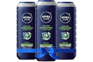 Nivea Men Maximum Hydration Body Wash for Dry Skin, Aloe Vera Enriched, 3-in-1 Moisturizing Body Wash, Face and Hair, Paraben Free, Vegan Formula, 16.9 Fl Oz Bottle, Pack of 3