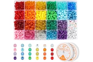 AJulyBee 3600pcs Kandi Beads Bracelet Making Kit, 9mm Pony Beads for Bracelets Making Include Letter Beads, Waist Beads Kit Hair Beads for Girls and Jewelry Making Kit(22 Colors)